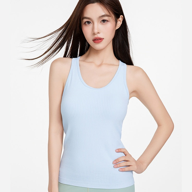 New-color Yoga Tank Top Double-layer High-stretch Moisture-wicking Top