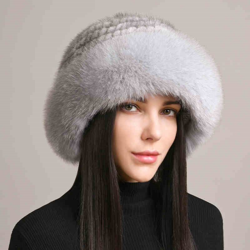 Gorro de invierno para mujer de pelo de visón – Gorro elegante y cálido de piel trenzada