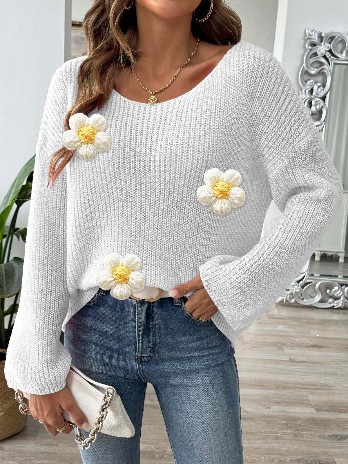 Women's Minimalist Loose-fit Off-shoulder Pullover Sweater