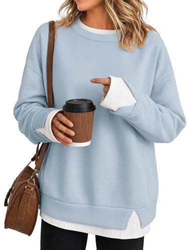 2026 Autumn New European And American Cross-Border Women's Top, Fashionable And Versatile, Loose Casual Style, Faux Two-Piece Long-Sleeve Sweatshirt