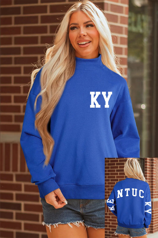 Sudadera Azul Oscuro con Cuello Falso Estampado KY KENTUCKY