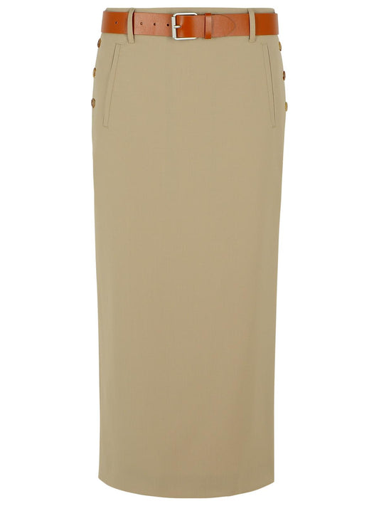 Moschino Beige Virgin Wool Skirt Women