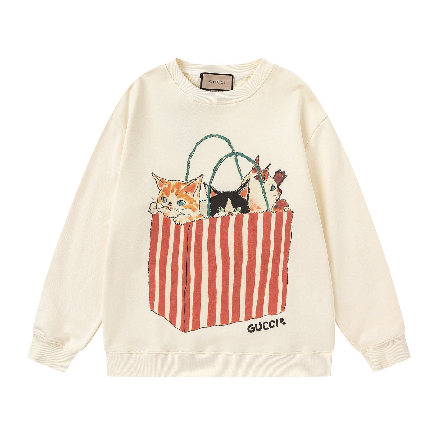 GUCCI Beige Cotton Jersey Sweatshirt New & Authentic