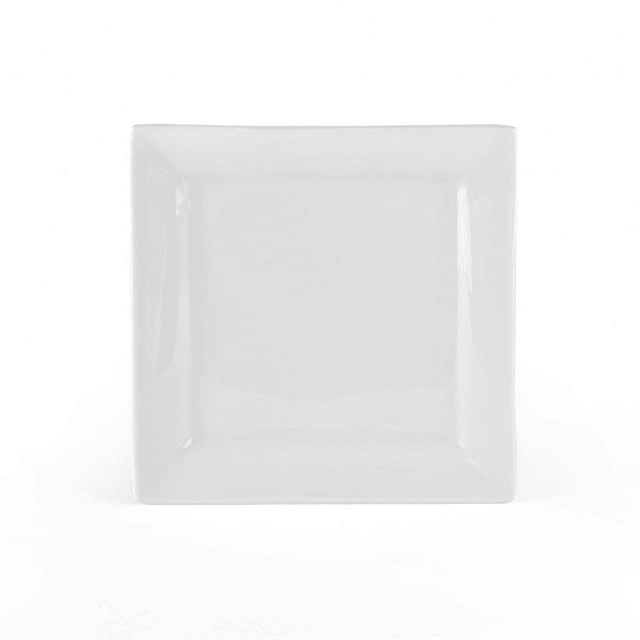 Square Porcelain Salad Plates, White, Set of 6