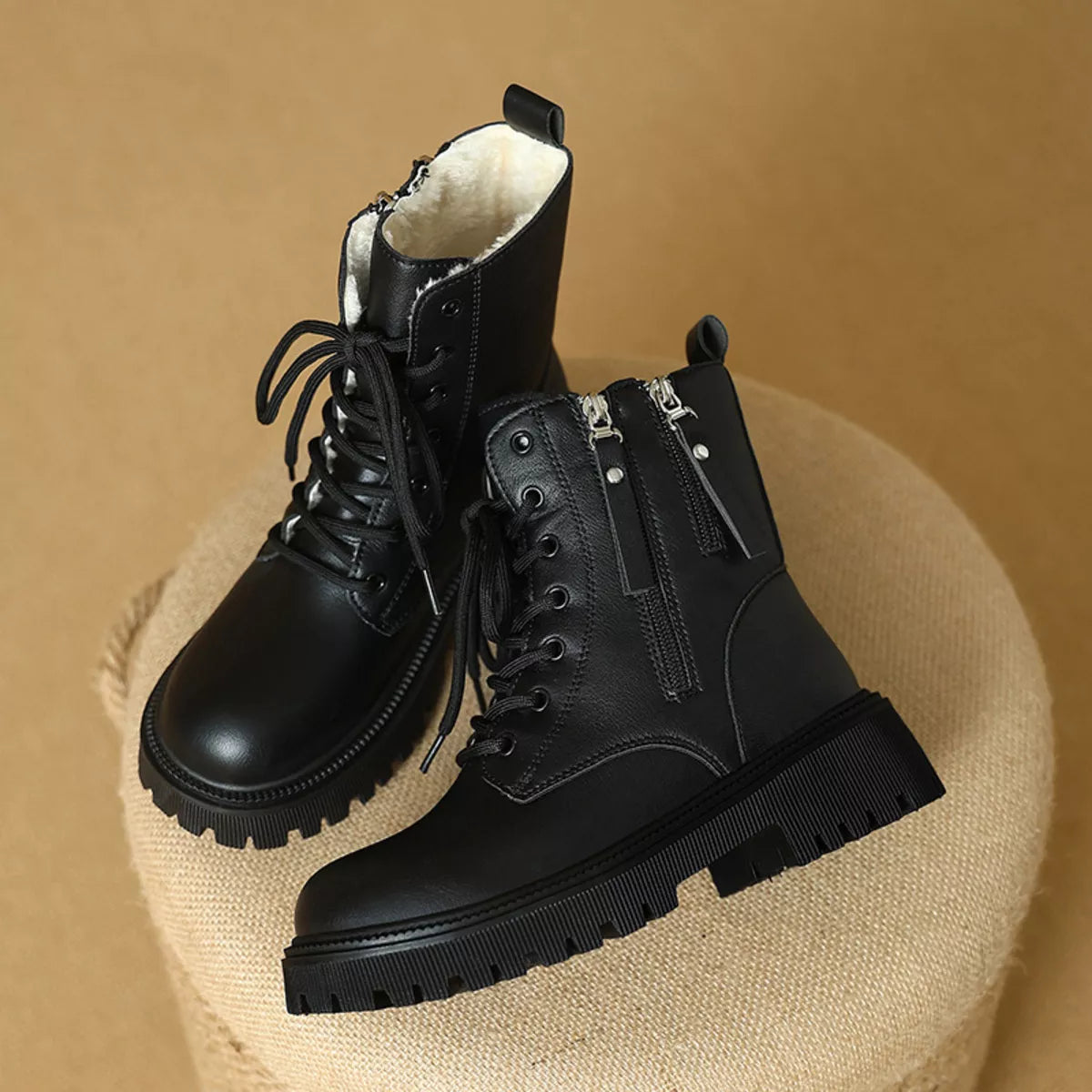 Lace-Up Ankle Combat Boots
