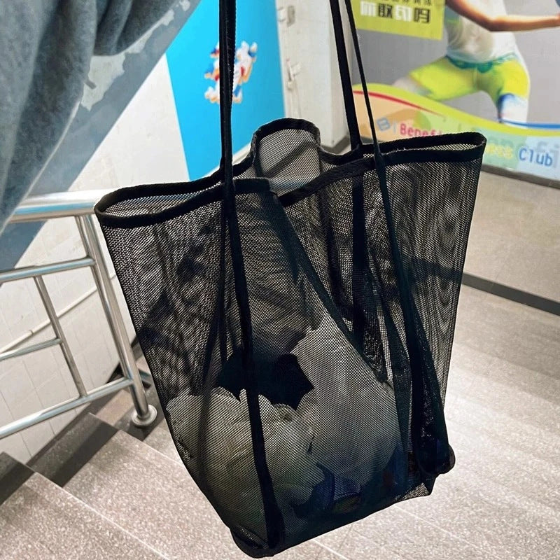 Transparent Mesh One-shoulder Bag Fashionable Lightweight And High-capacity