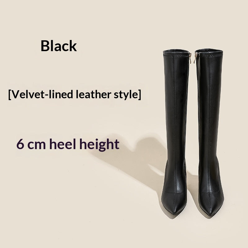 Beige Genuine Leather Pointed Toe Stiletto Ankle Boots - Women's Slim Fit High Heel Side Zipper Autumn Winter Footwear