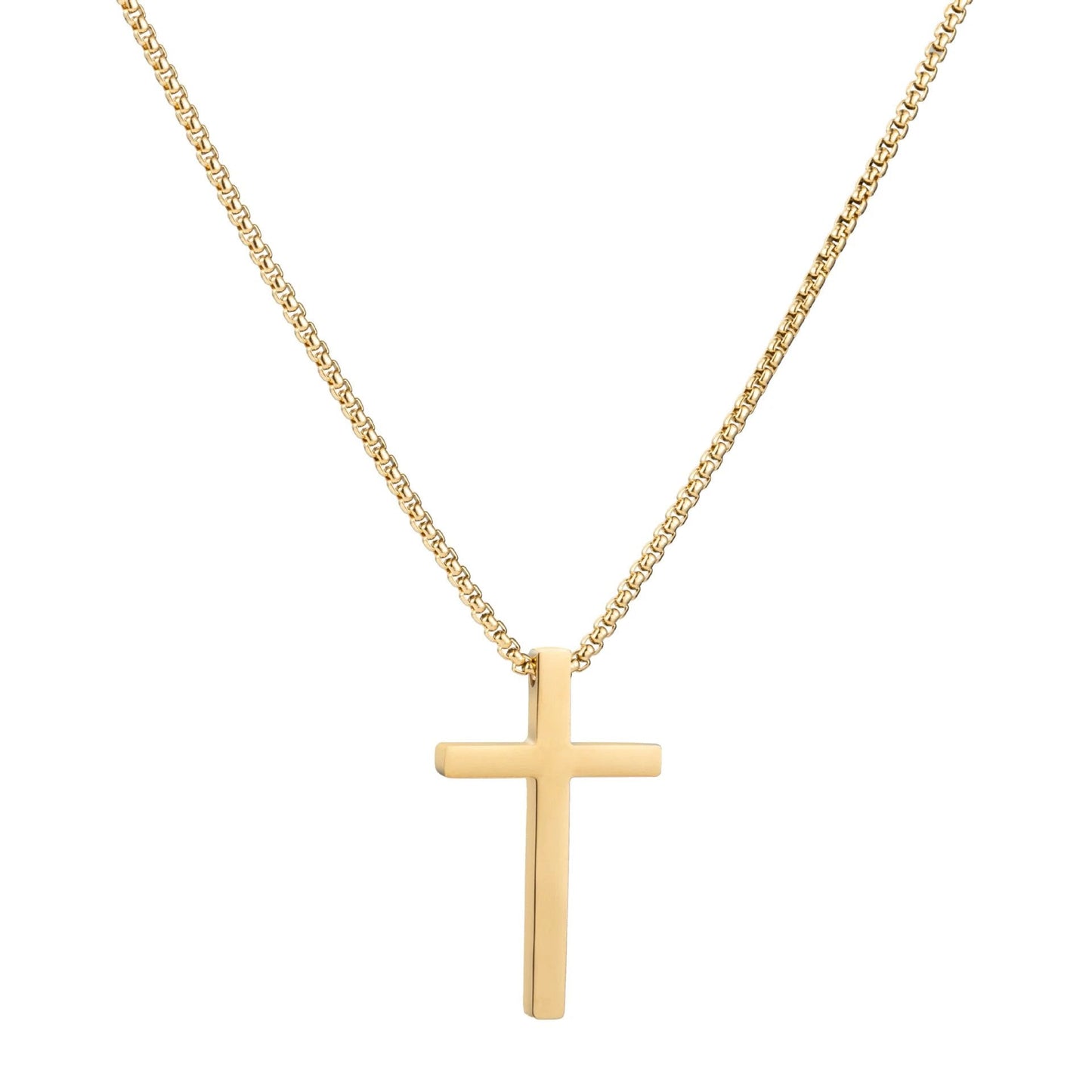 Simple Box Chain Stainless Steel Cross Necklace For Men
