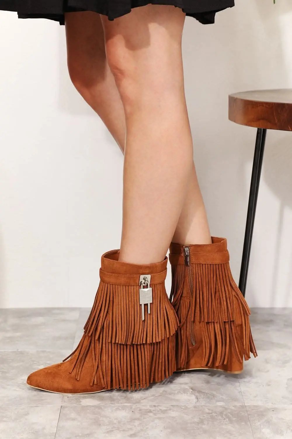 Dresses Trendsi Tassel Wedge Booties Women's Fashion Ankle Boots Chic & Comfy Shoes