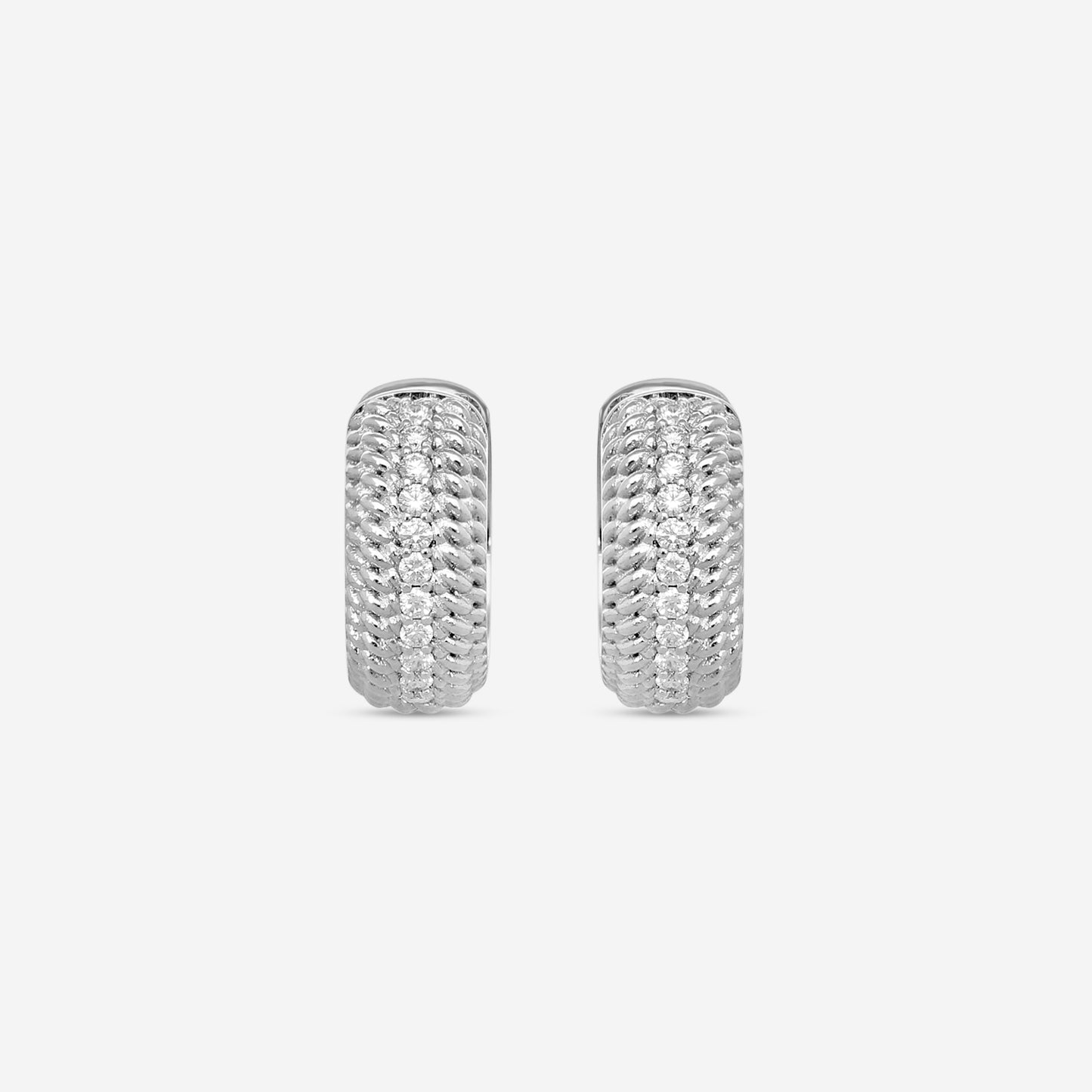 Roberto Coin Opera 18K White Gold Diamond Hoop Earrings 7772779AWERX