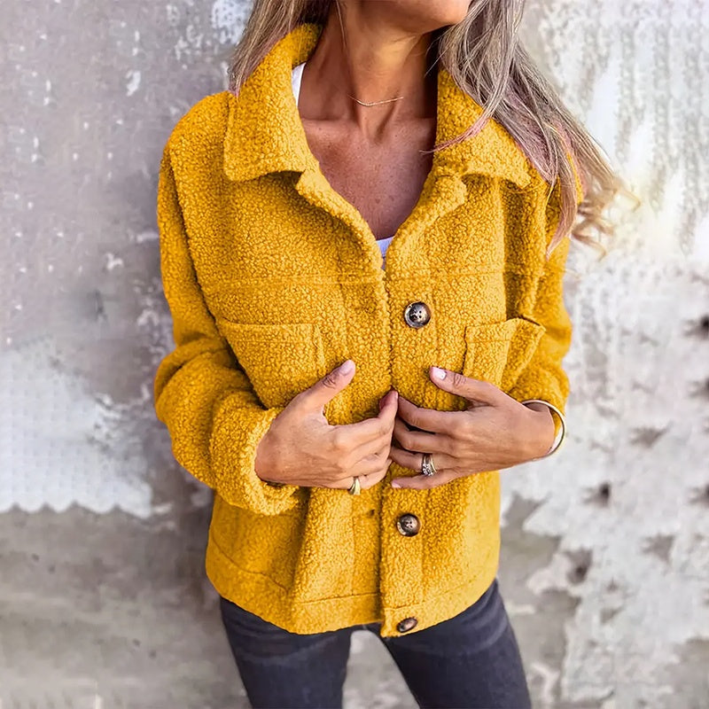 Chaqueta Sherpa para mujer de talla grande en color liso