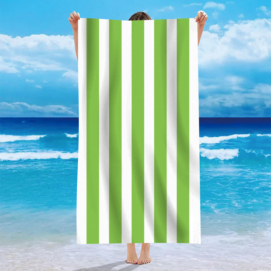 Single-sided Velvet Personalized Striped Pattern Microfiber Beach Bath Towel