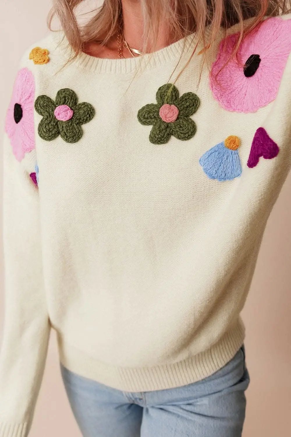 Sweaters Trendsi Chic floral crochet sweater