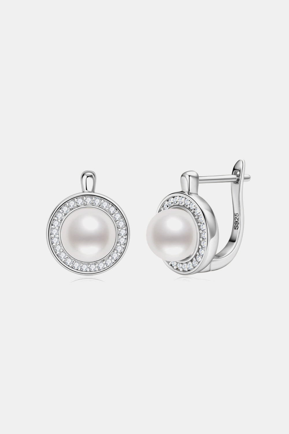 Pendientes de Plata de Ley 925 con Perla y Moissanita