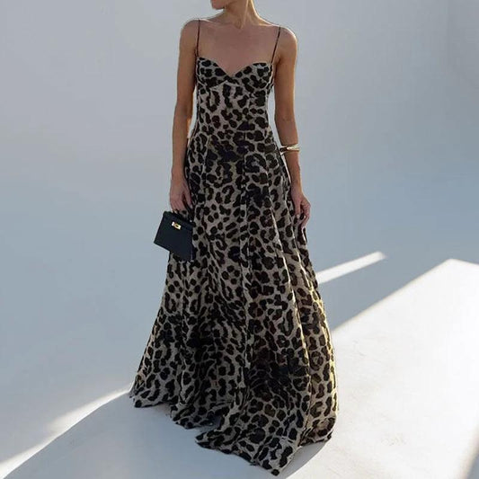 Elegante y Atractivo Vestido de Leopardo con Tirantes