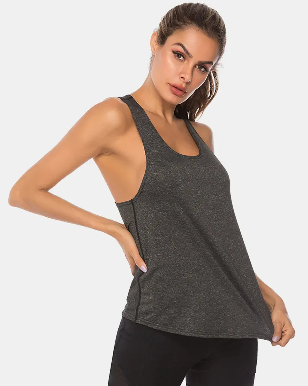 Camiseta sin mangas deportiva de tirantes anchos y cuello redondo de talla grande