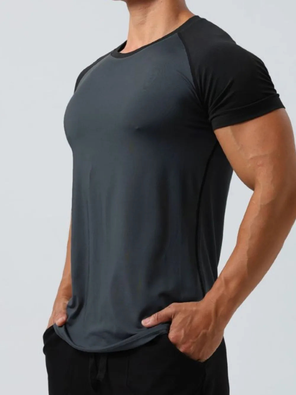 Camiseta de manga corta y cuello redondo de talla grande para hombre