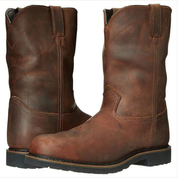 Men's Retro Tea-Colored Casual Boots