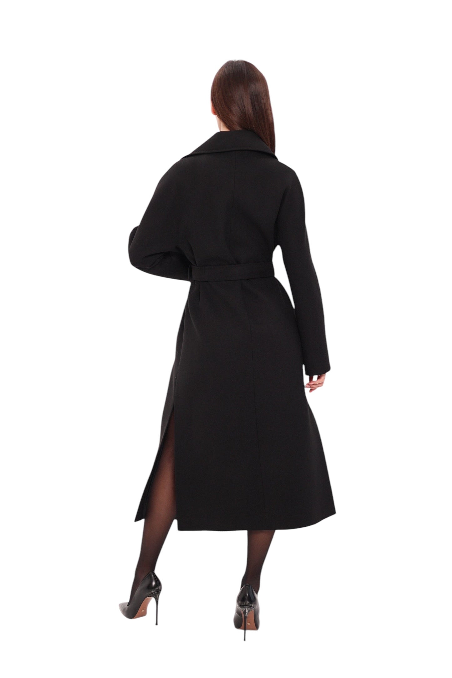 Abrigo envolvente de lana y cachemira Cambridge Comfort en negro