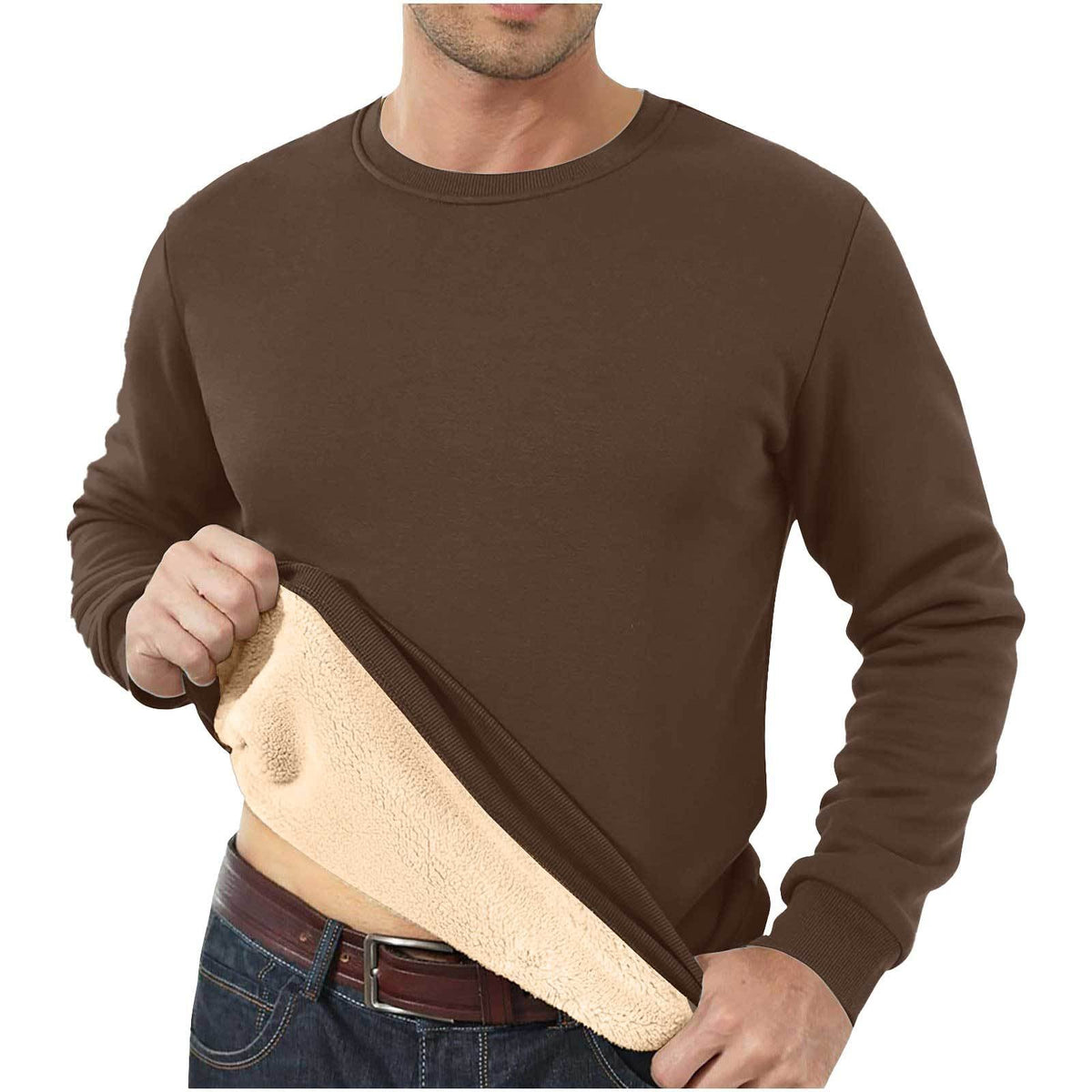 Amazon Cross-Border Dropshipping Autumn And Winter Sweatshirt Men's Velvet Round Neck Solid Color Loose Thermal Underwear Thick Foreign Trade Men's Clothing