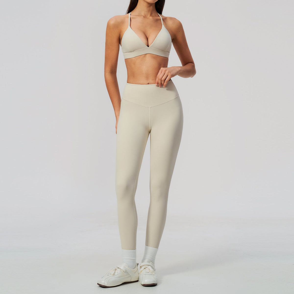 Women's Two-Piece Yoga Fitness Set - High Elasticity Workout Outfit for Gym and Running