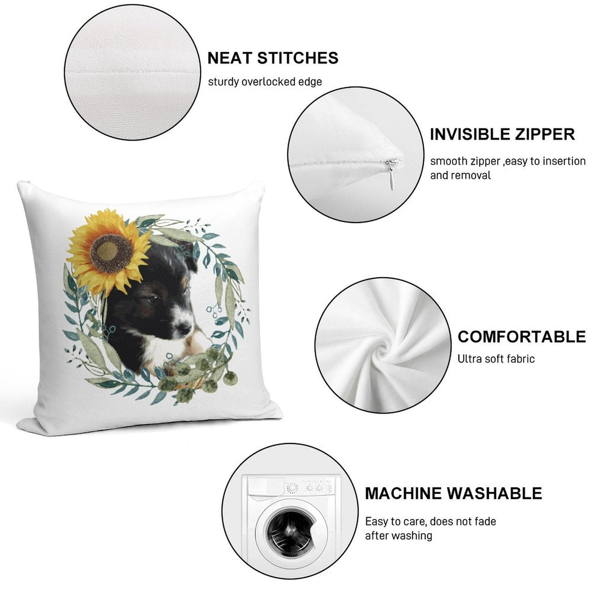 Cute Black Puppy 2-Piece Ultra-Soft Pillowcase Set - 18"×18"