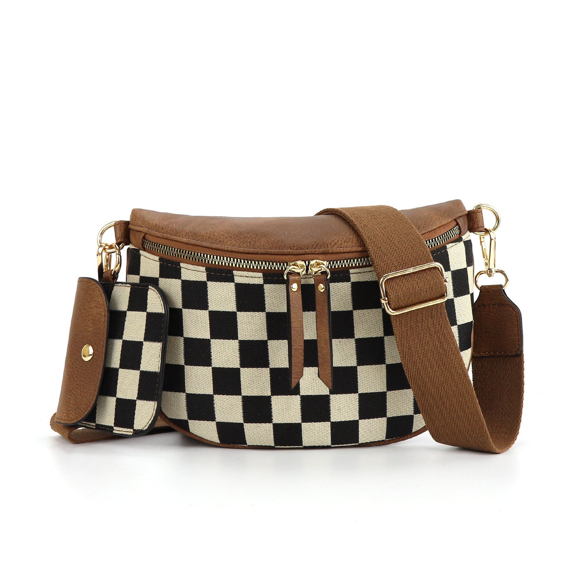 Plaid Messenger Travel Bag