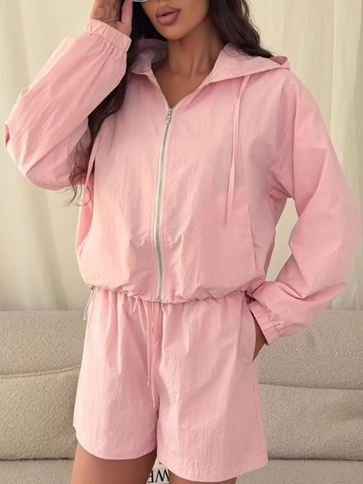 Lightweight Hooded Jacket and Shorts Set