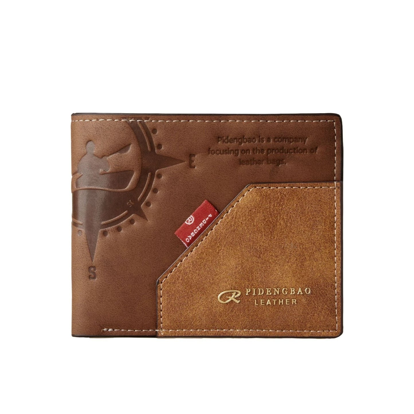 Multi-card-slot Large Capacity Pu Stitching Men's Retro Short Wallet