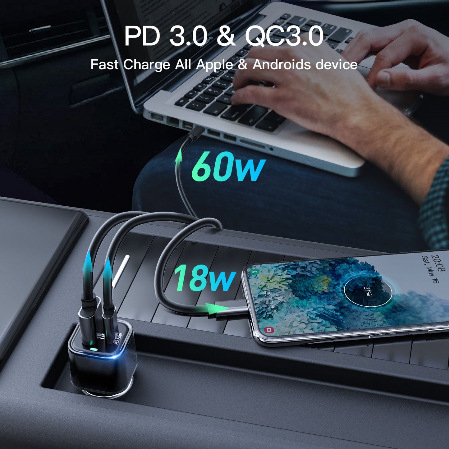 REXING JETSPEED Negro 78W Cargador de coche USB PowerDelivery+ USB-C