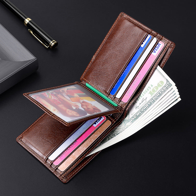 Men's Retro Oil Leather RFID Business Wallet
