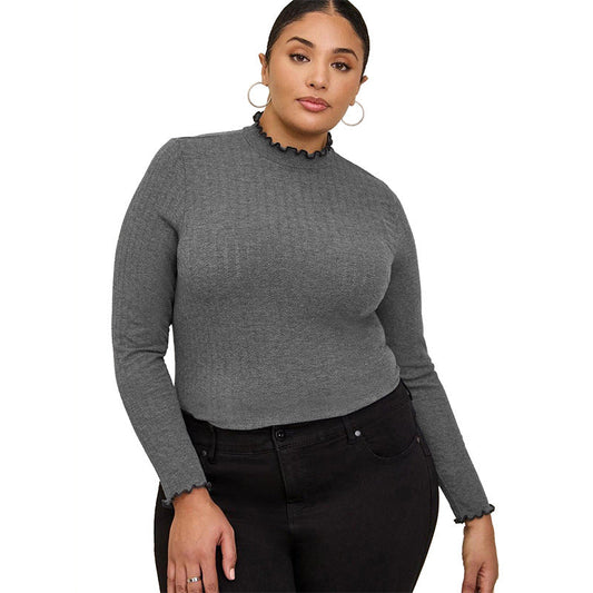 Camiseta de manga larga con cuello semi-alto para mujer, ajustada, tipo sudadera. Consulta la tabla de tallas en "más detalles".