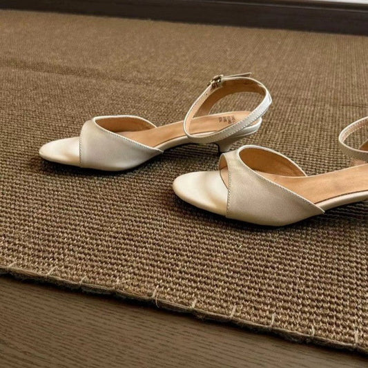 Women's Minimalist Open-Toe Kitten Heel Slingback Sandals