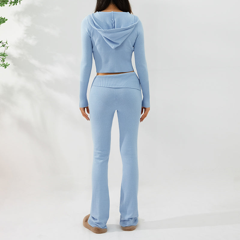 Conjunto de suéter de manga larga y pantalón largo de tiro alto