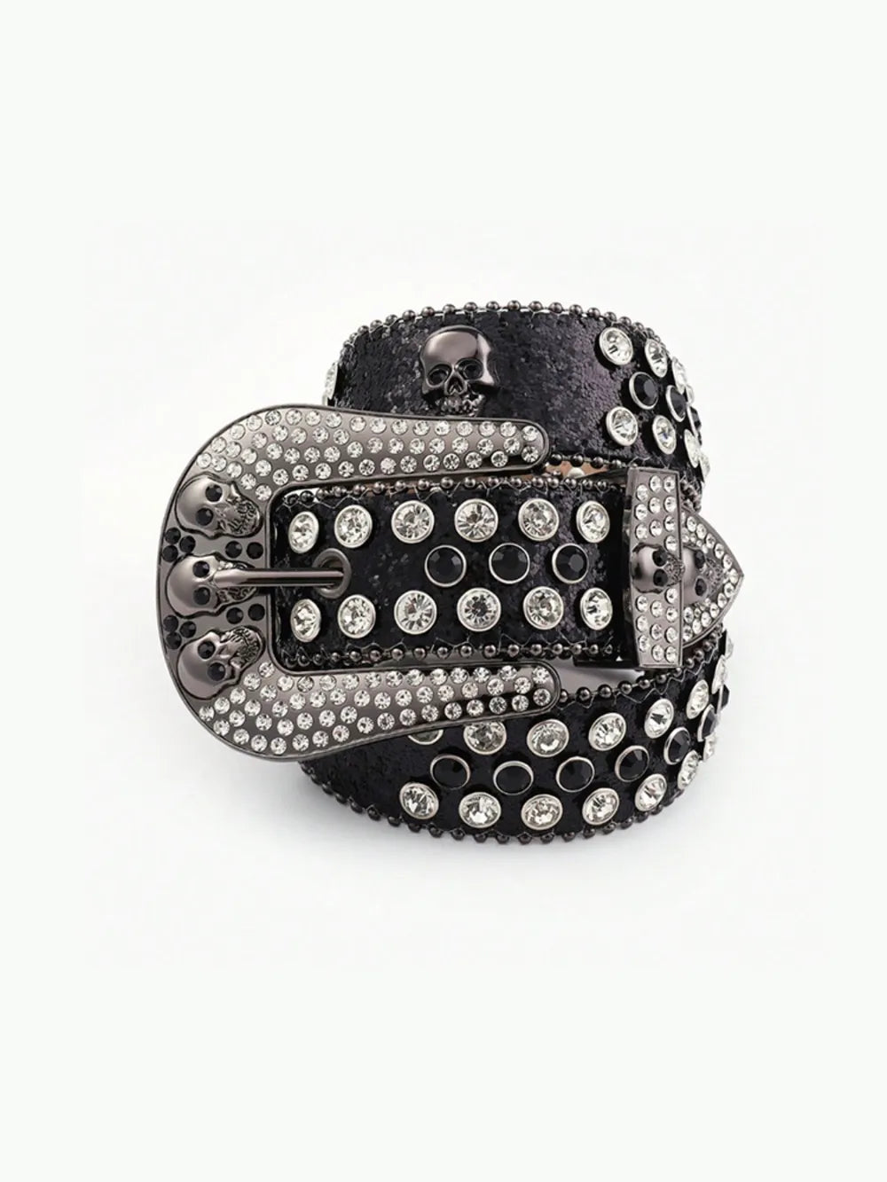 Cinturón de cuero sintético con calaveras