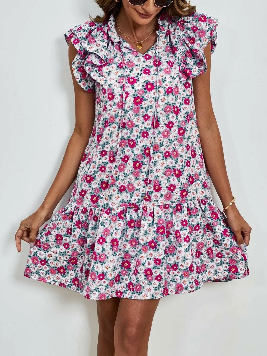 Dresses Trendsi swimwear - Floral Cap Sleeve Mini Dress