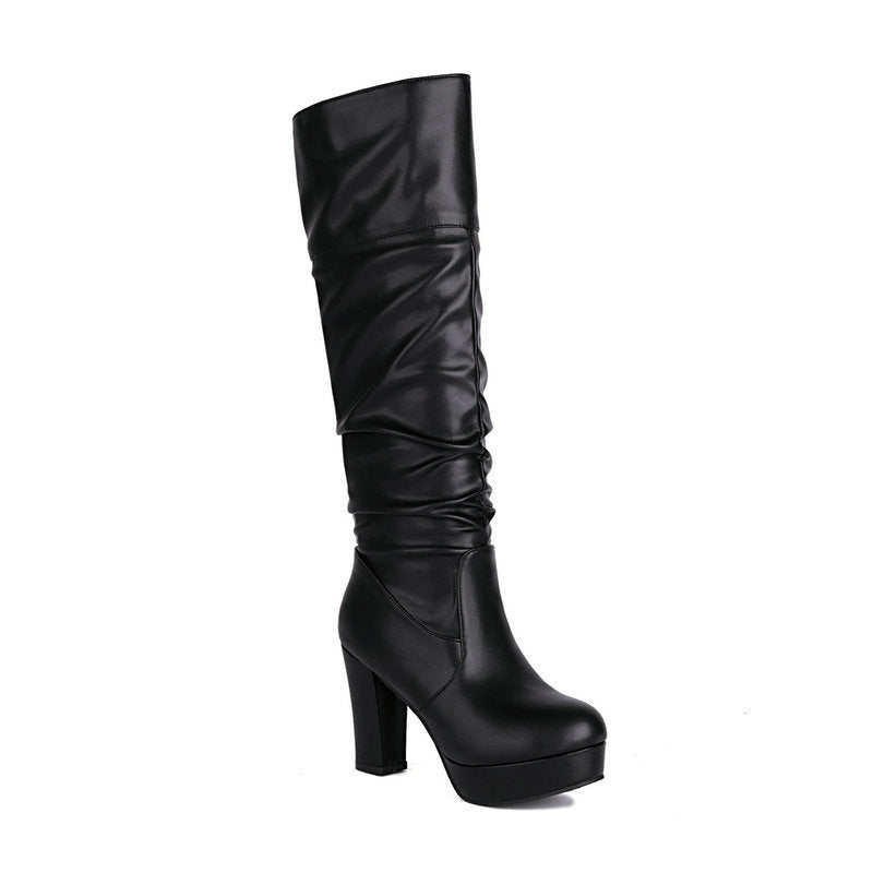 Waterproof Platform High-top Riding Boots For Women