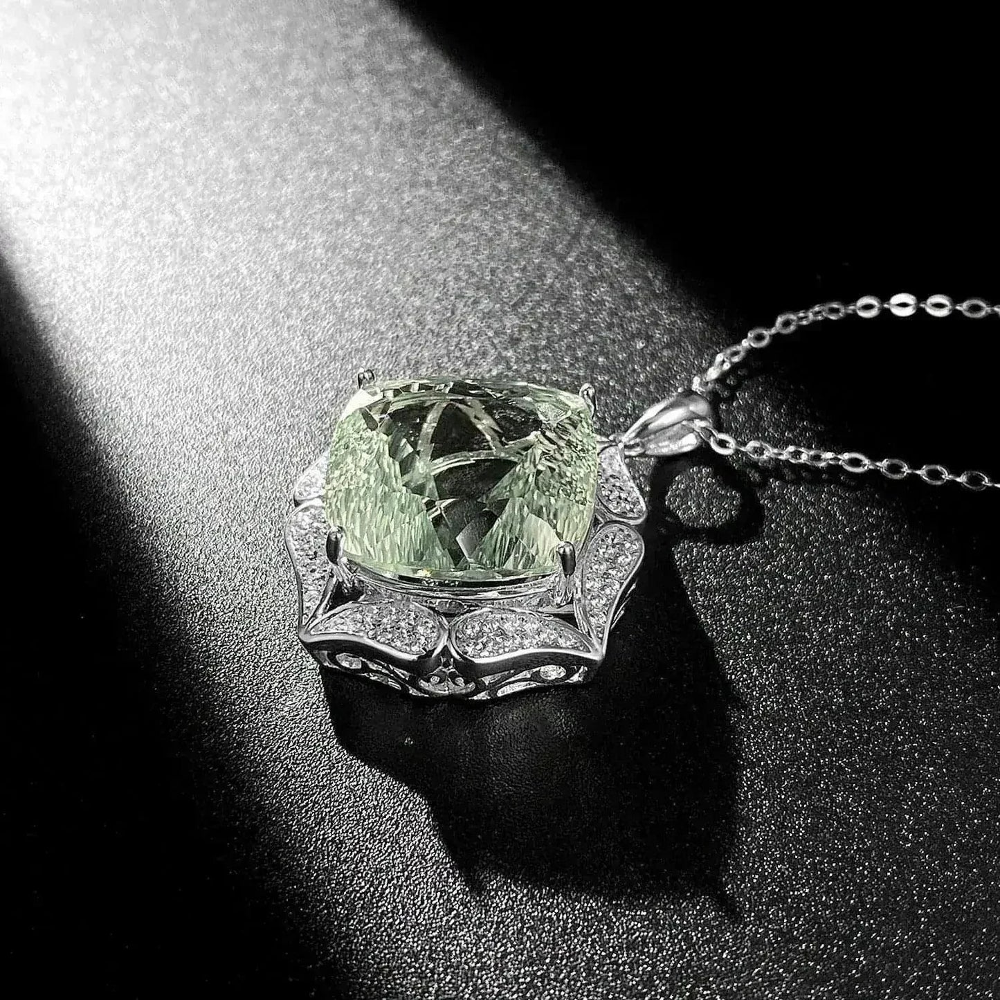 Luxury Sweater Chain Femininity S925 Silver Set Large Natural Green