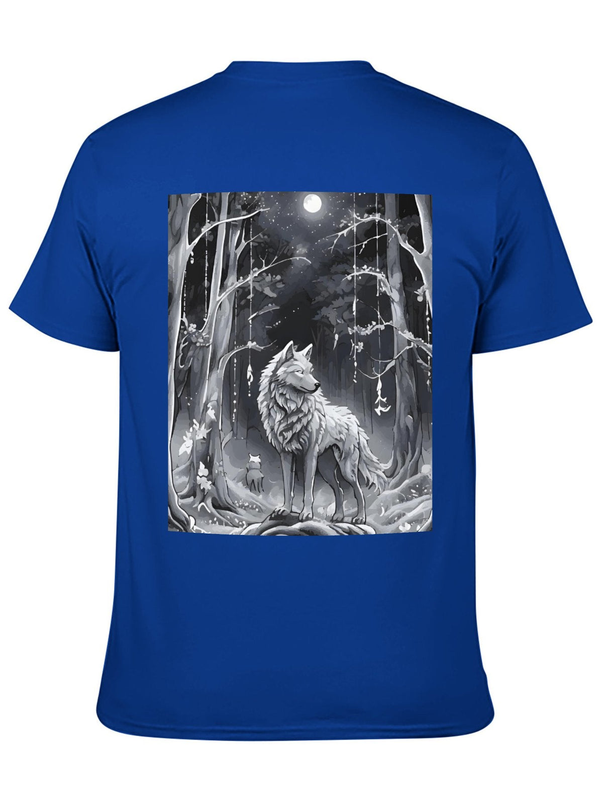 Ethereal Wolf in the Moonlight Short Sleeve Graphic T-Shirt (Back Printing)