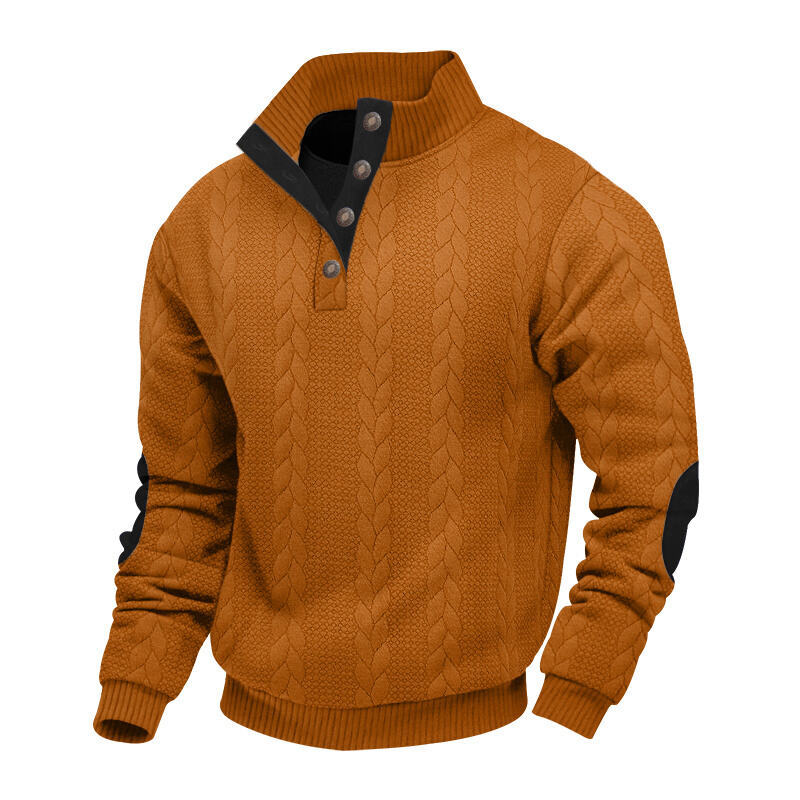 Stand Collar Long Sleeve Jacquard Knitted Pullover Sweater