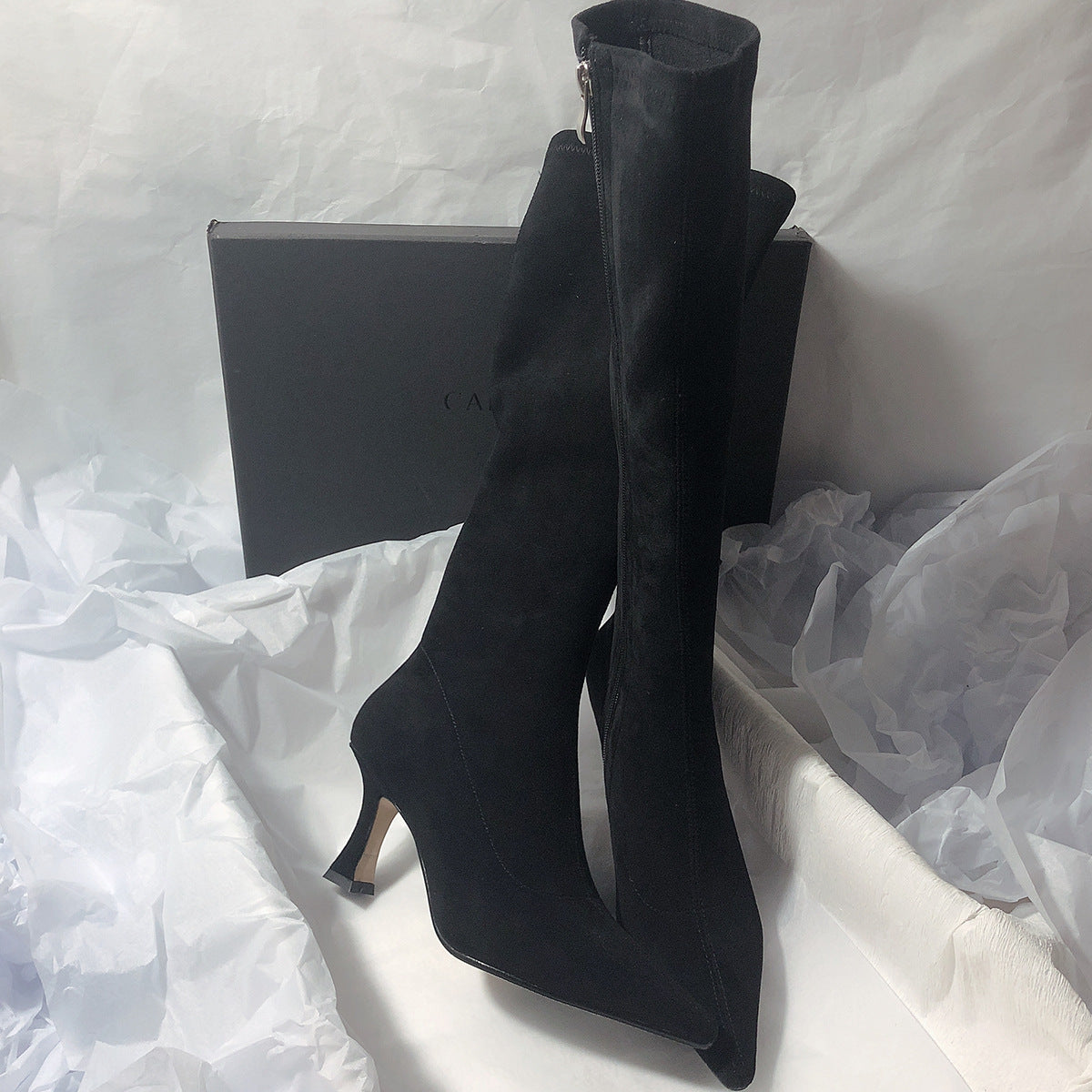 Women's Simple Side Zip High-Heel Boots