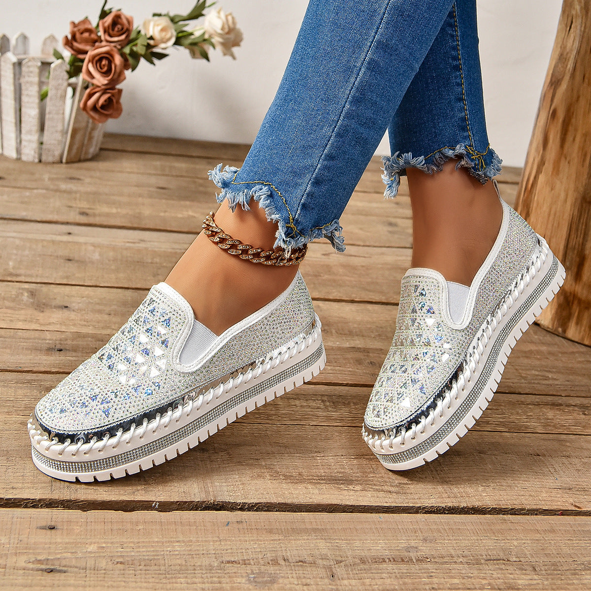 Zapatillas casual para mujer | Zapatos planos con pedales de suela gruesa para las cuatro estaciones