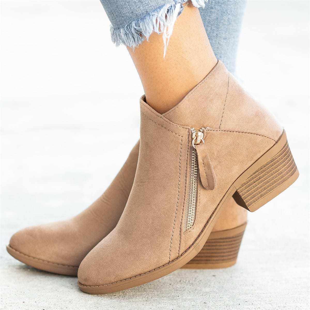 Women's Suede Boots with Chunky Sole