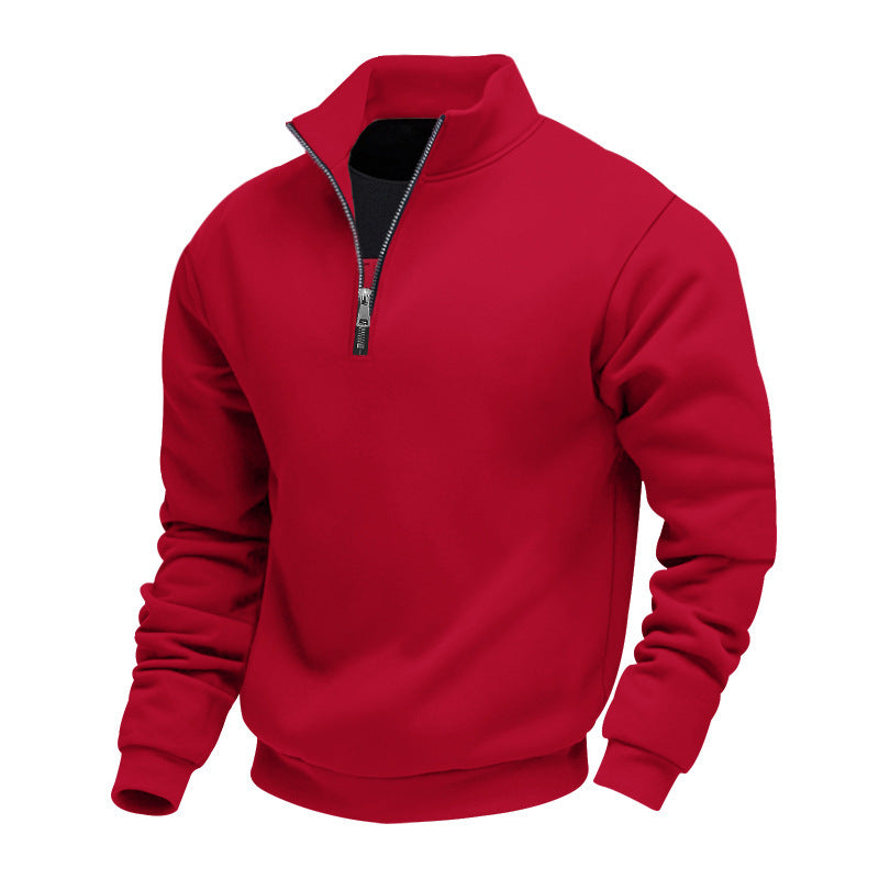 New Winter Mens Zip-up Fleece-lined Solid-color Jacket