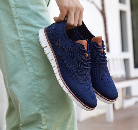 Men's Knitted Lace-Up Casual Sneakers