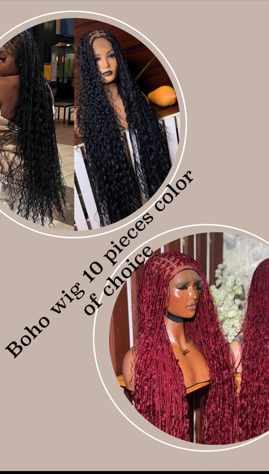 Peluca de trenzas boho de 10 piezas, cualquier color a elegir