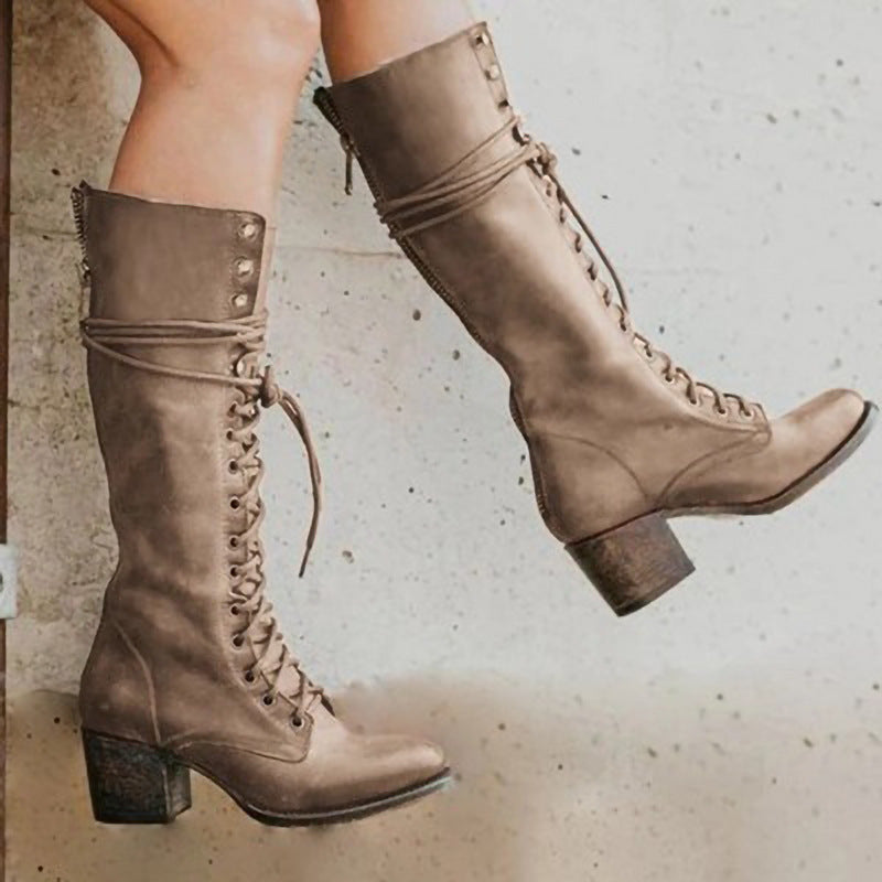 Women's Lace-Up Mid-Calf Boots
