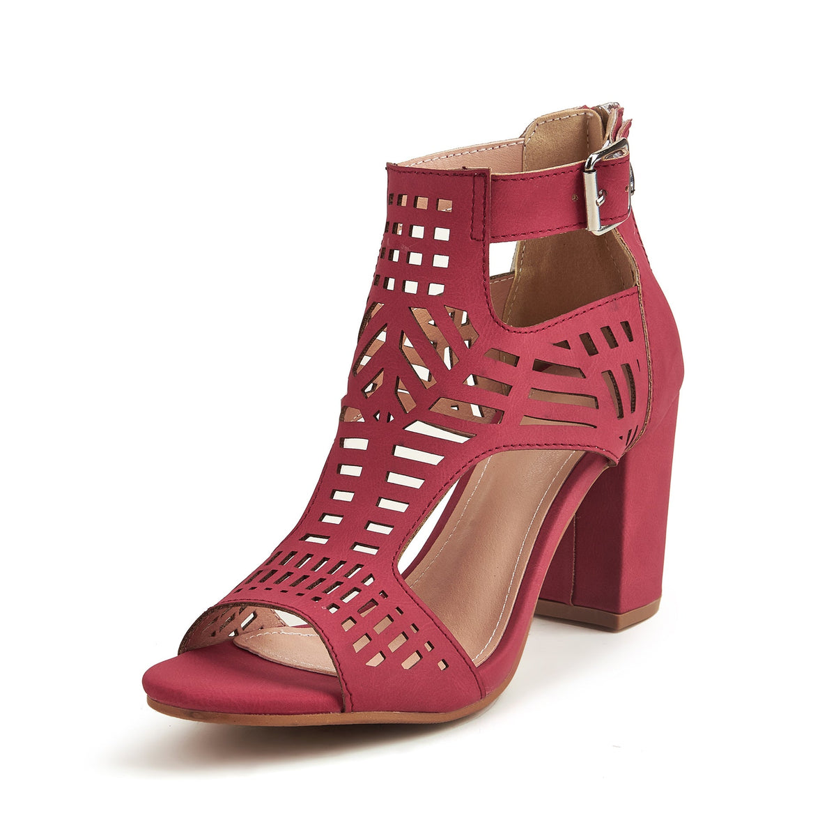 Women's Hollow Peep Toe Block Heel Sandals