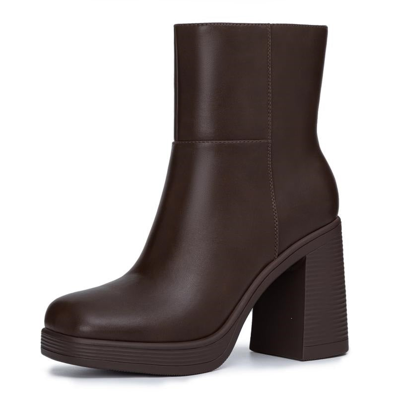 Womens Casual Chunky-heel Short Boots With A Thick Sole