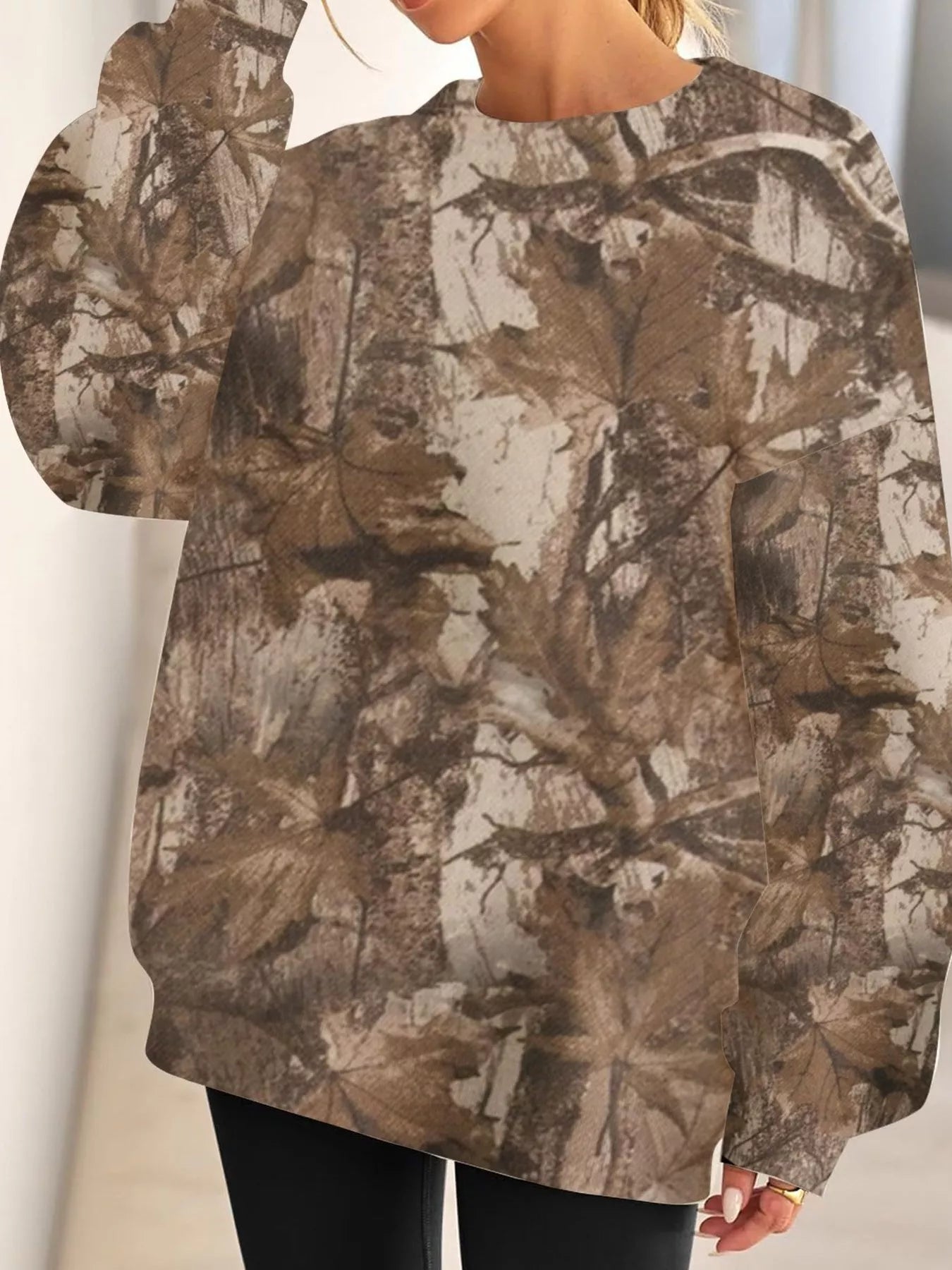 Oversized Printed Crew Neck Sweatshirt